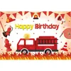 THÈME AVEZANO FIRETRUCK CARDE BETTED LETTE BOY BOY BORD BIR a la fête de fête de bébé baby-baby extincteur Child Child Room Decoration Banner 240411