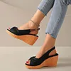 Sandalen elegante vrouw hakken schoenen groot formaat boog wig dikke zool casual dames zomer dames 2024