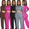 Dames tweedelige broek Katoen 2 Pak Women Flare en Crop Top Winter Set Quality Loungewear Shirt Pant