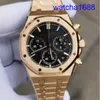 Zwitserse AP pols horloge Royal Oak Series 26240or OO Rose Gold vol goud zwarte plaat heren Mens mode vrijetijdssporten Back Transparant Mechanical Watch
