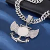 designer necklace Photo Frame Winged Boat Anchor Full Diamond Pendant Creative Design Alloy Water Diamond Cuban Chain Pendant Hip Hop Jewelry