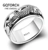 Echte pure 925 Sterling Silver Dragon Rings voor mannen Roteerbare overdracht geluk Vintage Punk retro stijl Anel Masculino Aneis Y11244552765