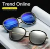 Sunglasses Retro Round Sunglasses Women Brand Designer Retro Big Frame Metal Sunglass Female Drive Luxury Eyewear Women Black Sun Glasses