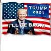 3x5ft Trump Flags 2024 Trump 2024 Präsidentschaftswahlen Ich werde zurück sein Donald Flag mit Messing -Teilen 150cmx90cm 0417