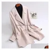 Women'S Wool & Blends Oc448M75 Chinoiserie Top Quality Womens Large Coat Autumn And Winter Double Faced Cashmere Medium Length Drop De Dh6Ql