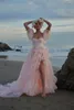 Вечеринка платья Eeqasn Baby Pink Organza PROM Короткие бурные рукава платья с разбитой принцессой формальные женщины 2024