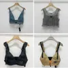 Shiny Rhinestone T Shirts Women Denim Sling Vest Sexy Cropped Top Party Tank Tops V Neck T-Shirt Bra Fashion Design Fashion Clothing 34654