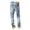 Jeans masculinos mais recente designer moda moda vintage elástico elástico slim split calças casuais jeans ho ho