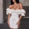 Sexy Waist Wrap Hip Short Skirt Bust Off Shoulder Fishbone Ruffled Dress F41756