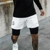 Podwójnie warstwowe spodenki jogger mężczyźni 2 w 1 krótkie spodnie siłowni fitness Wbudowany kieszonkowy Bermuda Szybkie suche spodenki plażowe męskie spodnie dresowe 240412