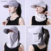 Visors RICYGVM Summer Sunscreen Women Face Cover Hat Outdoor Worker Neck Protection Sunshade Visors Cycling Veil Anti-UV Empty Top Cap Y240417