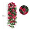Kwiaty dekoracyjne sztuczny kwiat jedwabny rattan sztuczne rośliny winorośl dekoracja ściana wiszące róże domowe ślub DIY wieniec łuk łuk