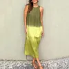 Lässige Kleider Sommerkleid stilvolle Verlaufsfarbblock Midi für Frauen Partys Stranddaten Ausflüge Weste Type