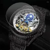 Armbandsur Forssining Men's Fashion Hollow Automatic Mechanical Watch Simple Luxury Business rostfritt stål Vattentät hane