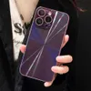 휴대폰 케이스 럭셔리 반짝이는 레이저 Aurora Soild Color Plating Phone Case Case Case 15 14 13 Pro Max Slim Glass Lens 보호 커버 funda