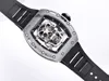 Les hommes regardent un homme mystérieux Watch Designer RM52-01 RM052-01 Superclone Skull Active Tourbillon Skull Wristwatch Hollowed Out Full-Automatique