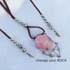 Pendant Necklaces Trendy Crystal Stone Holder Necklace Mesh Pocket Metal Clavicle Chain For Women F0S4