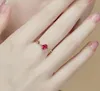 Rose Gold Tone Fashion Red Crystal Ruby Gemstones Diamonds Rings for Women Concise Jewelry Bijoux Bague Party Anniversary Gifts2144426