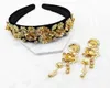 Nytt mode Golden Leaf Crown Baroque Prom Hair Band Pearl Hair Jewelry Wedding Tiara Accessories Gift for Women Party C190417031938745