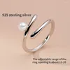 Anillos de racimo 925 Ring de plata esterlina para mujeres joyas de fiesta ajustables de perlas finas