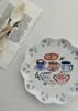 Assiettes aquarelle britannique peinture de thé en céramique orientale Plaque à thé de 7,5 pouces