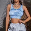 Women's T Shirts Women Fashion Tie-Dye Sexy Sling Blus O-Neck Top