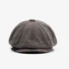 QPDO BERETS 2023 DAD DAD WINTER FITITED IVY CAP MALE CASUIL NEWSBOY CAPS大人の八角形の画家帽子ビッグハットマンプラスサイズ58cm 60cm D24417