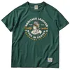 Summer Mens Vintage Printed Tshirt American Casual Okrągła szyja czyste bawełniane mycie krótkie rękawowe koszulę 240408
