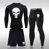 Produtos 4xl MMA Men Sets de compressão Skull Skull Mens Sport Sport Runging Running Set Rashgard Gym Clothing Men Fiess Workout