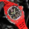 Men Watch Strap Top Fashion White Mechanical Brand Rubber New Automatic Red Self Case Winding Sweeping With