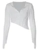 Camisetas de las mujeres Pure Desire Estilo Blanco Ligeramente transparente Top con capucha de manga larga 2024 Autumn Sexy Slim Fit Camiseta Camiseta