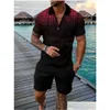 Suisses de survêtement masculines Style Tracksuit Suit de haute qualité Shorts d'été décontractés 2 pièces 3D Print Shirt Luxury 2023 Male Drop Deli Dhvue
