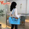 Yogodlns moda tuval çanta ve çanta dişi büyük kapasiteli omuz çantası mektubu tasarım crossbody case bolsa 240326