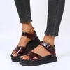Торговые туфли открывают ноги с плоским клином женские летние пляжные сандалии 2024 Sexy Sexy Plus Plus Size Pu