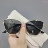 Solglasögon Kammpt Vintage Cat Eye Frame Women 2024 Luxury Brand Designer Fashion Female Eyewear Retro Trendy Sun Shades For Lady