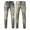 Heren jeans man ontwerper Skinny Men Black Pants RIP Denim Biker Gray Di Slim Fit Stretch Motorfiets Bot Halloween rechte spray Rippe Dhad7