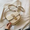 Borsa per spalla di cannuccia estiva Boemia Woven Weven's Fashion Simple Boho Flap Crossbody Saddle