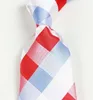 Bow Ties Classic Plaid Red Blue Silver Tie Jacquard geweven zijde 8 cm Heren Ntransactie Business Wedding Party Formele nek