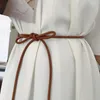 Belts Non-hole Round Rope Belt Waist Chain Solid Color Leather Thin Closing Decorative Women