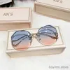 Sunglasses Gradient Rimless Sunglasses for Women UV400 Brand Designer High Quality Sun Glasses Female oculos 2024