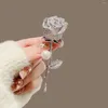 Brooches Metal Full Crystal Pearl Rose Brooch Cute Temperament Pin Suit Accessory For Women