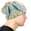 Bérets Gris Sport Gray Caps de bonnet mince papillons mexicains et motif de fleurs Skullies Bons de ski chapeaux de capot doux