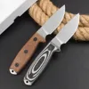 High End Outdoor Survival Straight Knife 9Cr18Mov Stone Wash Blade Full Tang G10 Handle Outdoor Camping Hiking Hunting Fixed Blade Knives with Kydex