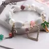 Bracelets de charme Rose Sissi European et American Holiday Style Love Pineapple Natural Stone Bracelet For Women Jewelry Shell Gift