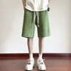メンズショーツ韓国ファッションソリッドテクスチャースムーズなカジュアルブラックグリーン