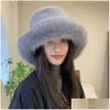 Cappelli larghi secchio Big Fluffy Furx Furx Cappello per donne Luxuria P Fisherman Inverno caldo addensato Giorno nevoso Panama Cap Delivery Otyin Otyin