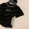 Crystal perle lettre t shirts Designer MIU Crop Tops avec collier en strass