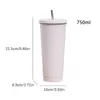 Tumblers isolerad vattenflaska med sugrör 750 ml rostfritt stål Simple Coffee Tumbler Tea Cup återanvändbar