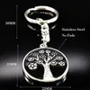 Keychains Lanyards Black Enamel Stainless Steel Tree of Life Keyring Silver Color Carabiner Key Chain Men Jewelry Gift llaveros hombre K72261S01 Y240417