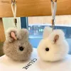 Plush Keychains Rabbit Keychain Imitate Bunny Fur Hairball Mini Rabbit Bags Hangings Pendant For Car Keychain Accessories Car Phone Decoration Y240415